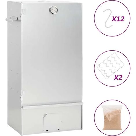 Fumoir à Barbecue, Utilisation Extérieure, Compatible avec les Copeaux de Bois, Argent (1/2)