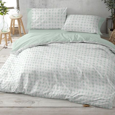 Housse de Couette imprimée, pour lit de 200 cm (+ Dimensions Disponibles), Motif 139, Couleur Menthe (200 x 200 cm) (1/5)