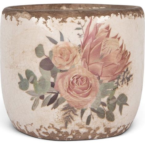 Pot de fleurs céramique roses anciennes 11x10cm (1/4)