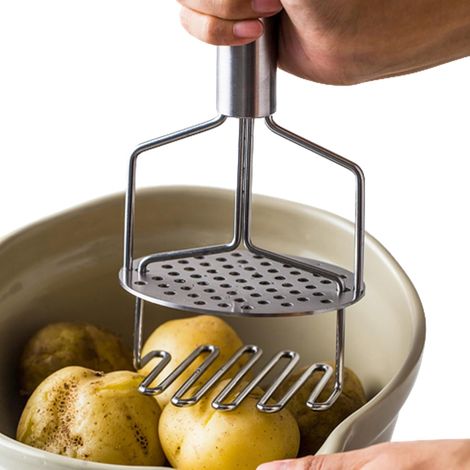 1 Presse-purée, Acier inoxydable, Design double presse, Poignée ergonomique, Cuisine (1/5)