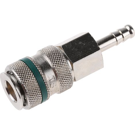Raccord rapide pneumatique RS PRO, Tuyau cannelé vers Mâle 6mm Rectus 17, Schrader NW5 en Laiton ( Prix pour 1 ) (1/2)