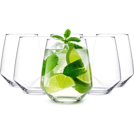 Verres à Eau Jus Long Drinks - Lot de 6 - Passe au Lave-vaisselle - Transparent - 420 ml (1/5)