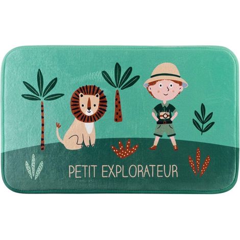 Tapis rectangle velours 45x75 cm Léo l'explorateur (1/3)
