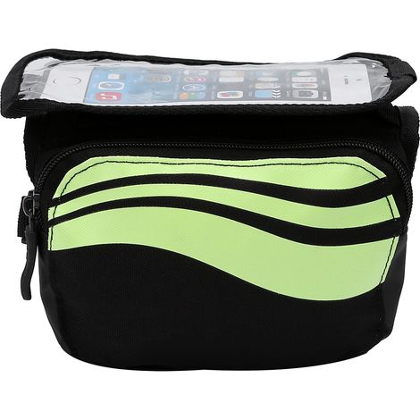 Sacoches étanches pour cadre de vélo, fixation avant sur tube supérieur, pour téléphone à écran tactile, vert citron (1/5)
