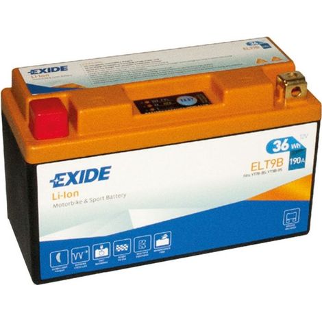 Exide ELT9B 12V 3Ah Lithium Motorradbatterie LiIon 190A