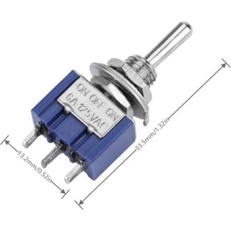 Interrupteur A Bascule - SPDT - 3 Positions - 6 A 125 V CA - Tête 6 mm - 10 Pièces (1/4)