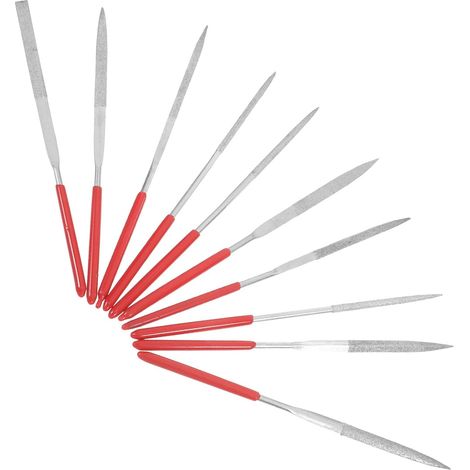 Jeu de Limes Métalliques Miniatures 10 Pièces, Rouge Fer Plaqué, Poignée Caoutchouc Antidérapante, Formes Variées, Finition Fine pour Atelier et Loisirs (1/5)