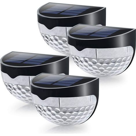4er-Set LED-Solar-Zaunpfostenleuchten, halbkreisförmiges Design, dekorative Wandmontage für Terrasse, inklusive Befestigungsschrauben, schwarz (1/5)