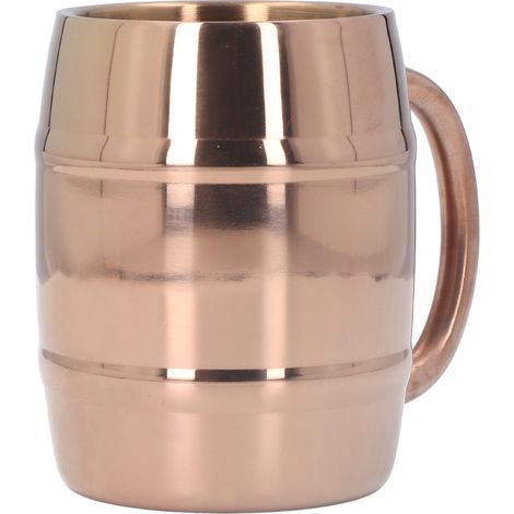 Mug isotherme en acier inoxydable à double paroi, grande capacité, avec anse, pour la maison et le bureau, couleur or rose, 420 ml (1/5)