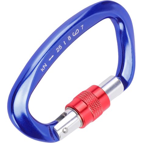 Boucle d'escalade en alliage d'aluminium 7075 haute résistance 25 kN pour l'alpinisme, l'escalade, le sauvetage et les opérations en haute altitude. Bleu foncé. (1/5)