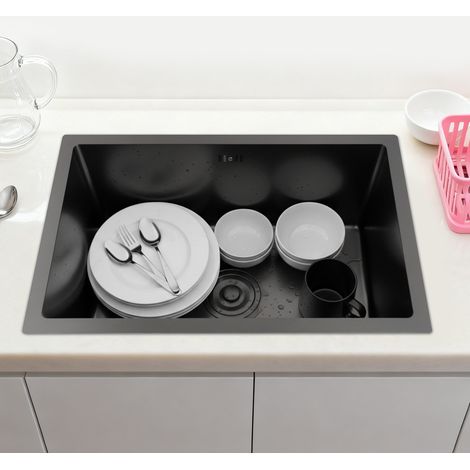 Lavello da cucina con rubinetteria scarico, lavello in acciaio inossidabile multifunzione 60x40 cm (1/5)