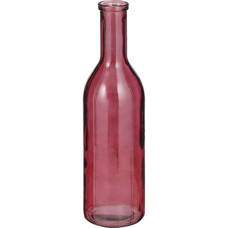Vase bouteille décoratif en verre recyclé rouge foncé pour fleurs H 50 x Ø 15 cm - PANGIVO (1/4)