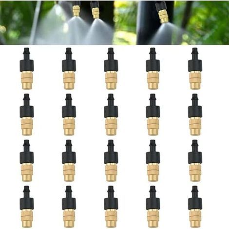 20 Stück verstellbare, rostfreie, abnehmbare Messing-Sprühdüsen für automatische Tropfbewässerungssysteme, Garten, Gewächshaus, Heimwerkerprojekte (1/4)