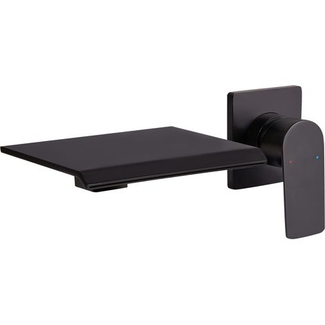Grifo empotrado monomando de lavabo de latón con efecto cascada negro Aponwao