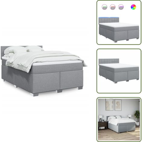 Sommier à lattes de lit avec matelas Gris clair 160x200cm Tissu - Sommier À Lattes De Lit - Sommiers À Lattes De Lit - Lit - Meuble De Chambre À Coucher (1/5)