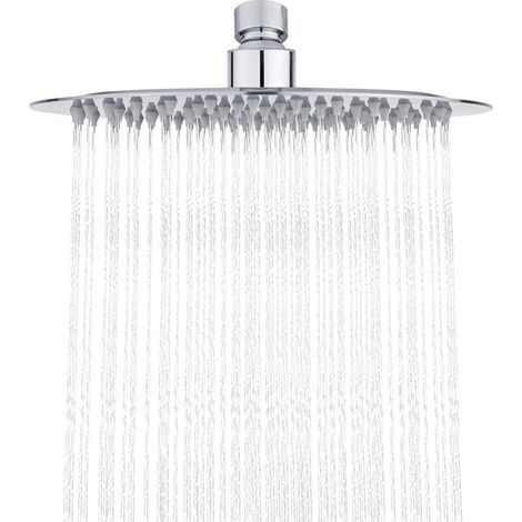 Soffione doccia rotondo in acciaio inox 201 – Diametro 20 cm – 90 getti d'acqua – Inclinazione 30° – Rotazione 360° – Risparmio idrico 30% (1/5)