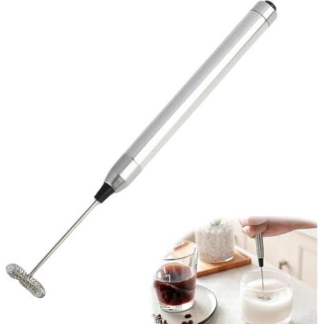 Fouet mousseur électrique à main, Mousseur à lait, café ou thé. Fonctionne avec deux piles AAA, pour Matcha et Recettes Culinaires - Petit bulleur de lait électrique Simple et pratique(Blanc) (1/4)