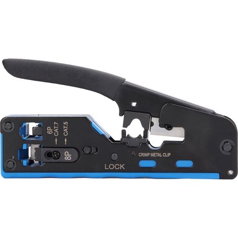 RJ45-Crimpwerkzeug-Set: Durchschleif-All-in-One-Ethernet-Crimpzange für 8- und 6-polige RJ-Stecker zum Crimpen, Schneiden und Abisolieren. (1/5)