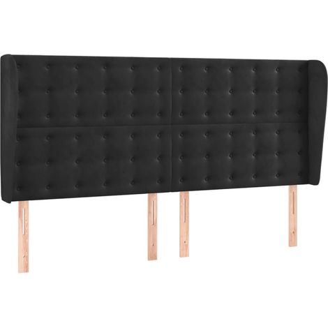 Maison Exclusive - Testiera ad Orecchio Nera 203x23x118/128 cm in Velluto (1/5)
