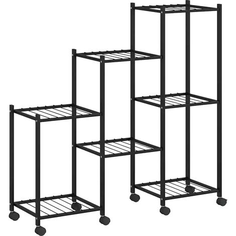Macetero moderno con ruedas 83 x 25 x 83 cm espacioso diseño flexible hierro negro 020047096 (1/5)