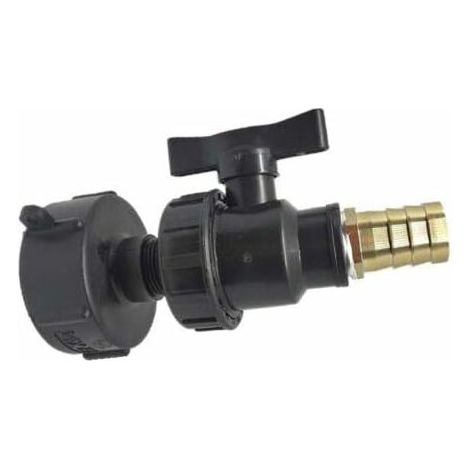 DEESSE SHOP - Adaptateur IBC, raccords de réservoir S60X6 IBC - Kit de raccord d'adaptateur de raccord d'eau de tuyau de sortie (capuchon S60 x 6 + valve + pagode de 1,9 cm) (1/3)