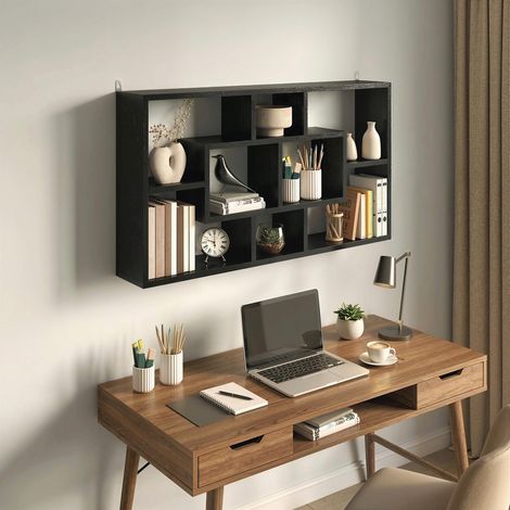Noir 8x14,5x47,5 cm - Bibliothèque murale décorative, CD doté de 8 cubes