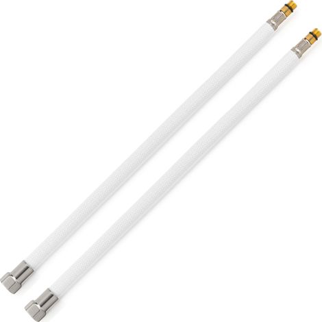 2 Flexibles sanitaires BLANC POLYMÈRE Øintér.8mm - Femelle 1/2" ACIER BROSSÉ - Mâle M10x1 - 500mm - TAQ PREMIUM