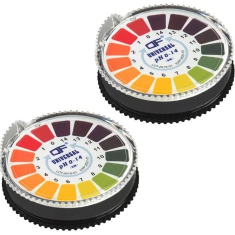 Papier Test de pH Universel Bandes de Test pH Rouleau de Bandes de Test pH, Mesure de pH Gamme Complète 0-14, 5m/Rouleau (2pcs) (1/4)