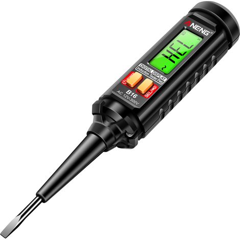 Decdeal Détecteur de tension numérique 12V‑300V - Testeur sans contact avec alarme sonore et lumineuse - Reconnaissance fil phase/neutre - Lampe torche intégrée (1/5)