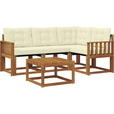 Outdoor Sofa Set with Cushion 5 pcs Natural and Cream vidaXL