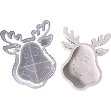 Moule en silicone Cerf de Noël, flocon de neige, élan, plateau pour plâtre, époxy, fabrication de savon, décoration festive à faire soi-même (1/5)