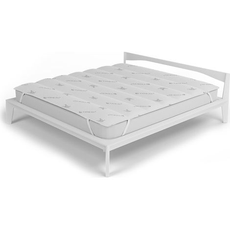 Topper Trapuntato Imbottito Matrimoniale con Elastici Grigio Chiaro (1/2)
