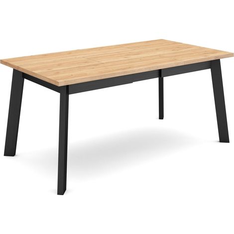 Skraut Home - Mesa Comedor, Mesa Fija Cocina y Salón, 170, Para 8 Comensales, Patas de madera, Estilo Moderno, Roble y negro (1/5)
