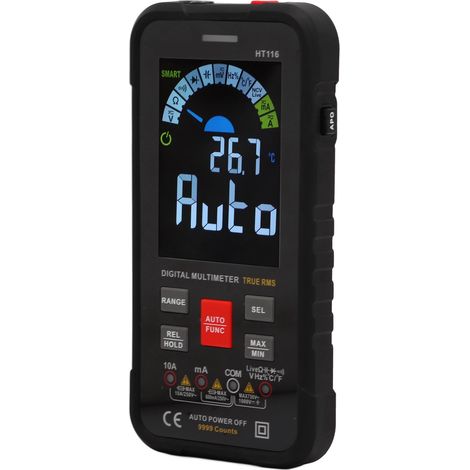 Multimètre numérique intelligent à grand écran LCD avec fonction de comptage 9999 et reconnaissance automatique de la tension AC/DC.