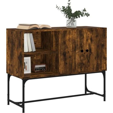 Buffet Bas de Cuisine en Bois d'Ingénierie Couleur Chêne Fumé, Meuble Rangement 100x40x79.5 cm pour Salle à Manger et Salon (1/5)