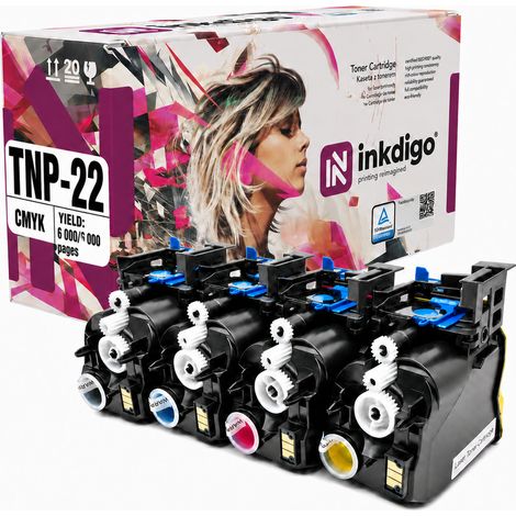 Toner Inkdigo TNP22 compatibile con Konica Minolta Bizhub C35 C35P, certificato TÜV. (1/4)