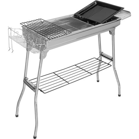 Outdoor Silver Stainless Steel Barbecue Grill 100x31x71cm Perfect for Cooking and Grilling