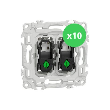 Schneider - Odace 2025 - LOT de 10 Double Va et Vient ou Poussoir - Sans enjoliveur - 10AX - Blanc craie - Ru00e9f : S980214 x 10 (1/5)
