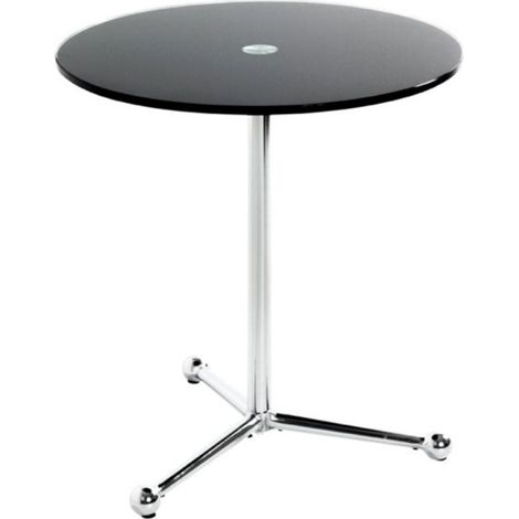 Table d'Appoint Design "Limana" 50cm Noir & Chromé (1/3)
