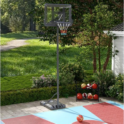 Panier de basket 2 en 1 réglable 230-305 cm avec roues, structure métal, OKWISH (1/5)
