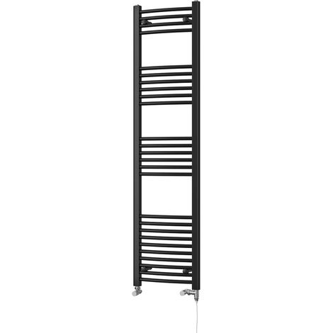 Zennor - Black Dual Fuel Towel Rail H1600mm x W400mm Standard - Curved (1/3)