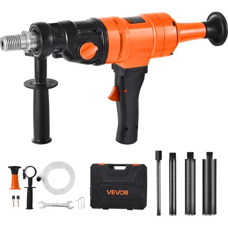 VEVOR Carotatrice per Calcestruzzo, Diametro di Foratura 200 mm Trapano a Carotaggio Portatile per Calcestruzzo a Secco e a Umido con 4 Punte da Trapano, 1000/2250 giri/min a 2 Velocita 1500 W