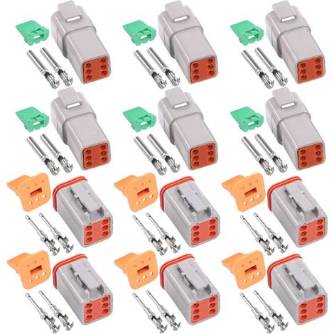 Lot de 78 pièces de connecteurs électriques étanches mâles et femelles gris 6 broches 22-16 AWG pour moto, scooter, voiture, camion et bateau (1/5)