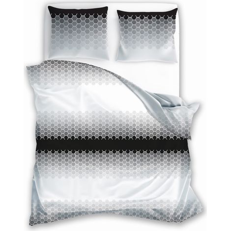 Parure de lit en coton 220x200 cm, motif glamour blanc et noir (1/4)