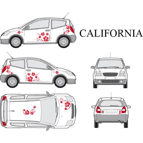 Set complet Adhesifs -CALIFORNIA- Rouge - Taille S - Car Deco