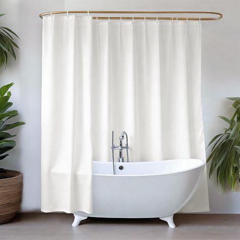 Rideau de douche 240 x 200 textile lavable, rideau de douche crème avec œillets métalliques tissu pour baignoire, largeur 240 x hauteur 200 cm (1/5)