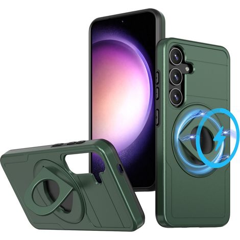 Custodia MagSafe per Samsung Galaxy S24, magnete militare, verde scuro (1/5)