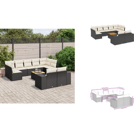 Salon de jardin 10 pcs avec coussins noir résine tressée - Ensemble Salon De Jardin - Meuble Extérieur - Jardin Design - Mobilier De Jardin - Chaise Lounge (1/3)
