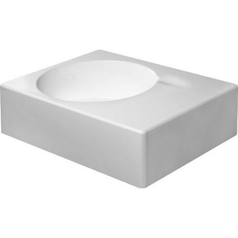 Lavabo universel SCOLA avec trop-plein, plage de robinetterie, vasque 615 x 460 mm à gauche, blanc DURAVIT