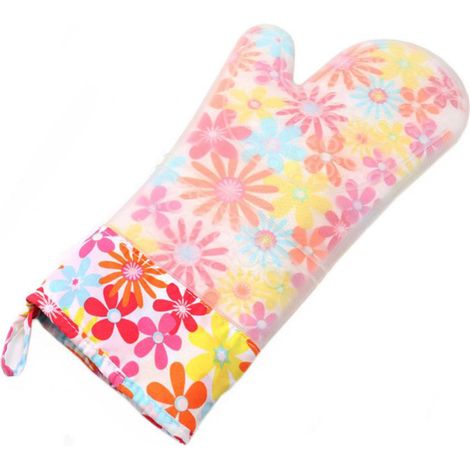 Un gant double couche en silicone et coton résistant à la chaleur, pour micro-ondes, four et cuisine. (1/5)